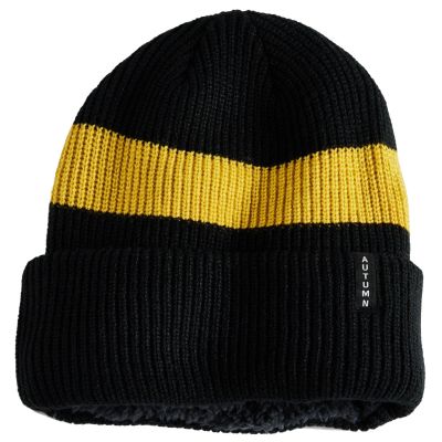 Autumn Band Fleece Lined Beanie - Black