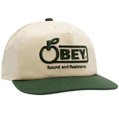 Obey Sound Twill 5 Panel Snapback Cap - Unbleached