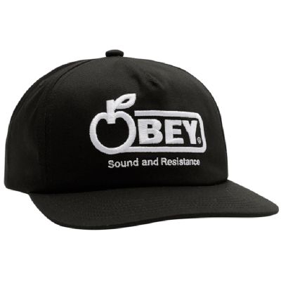 Obey Sound Twill 5 Panel Snapback Cap - Black