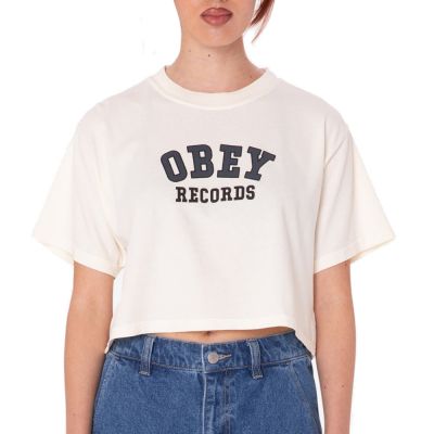 Obey Wms Collegiate Records Weekend Crop T-Shirt 