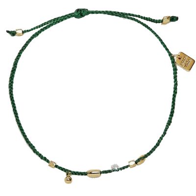 Pura Vida Raw Stone & Bead Gold Dainty Thread Bracelet - Heather Grey