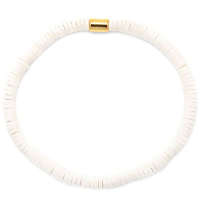 Pura Vida Seascape Vinyl Disc Stretch White Bracelet