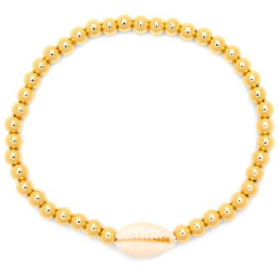 Pura Vida Cowrie Ball Bead Stretch Gold Bracelet