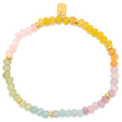 Pura Vida Ombre Rainbow Bead Stretch Gold Bracelet