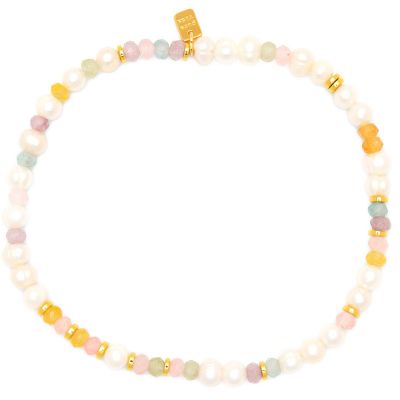 Pura Vida Venice Mixed Bead Stretch Gold Anklet