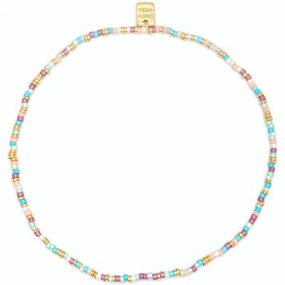 Pura Vida South Beach Seed Bead Stretch Gold Anklet 