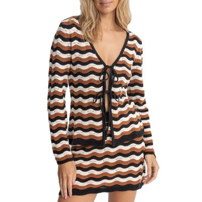 Rhythm Wms Venice Knit Long Sleeve Tie Front Top