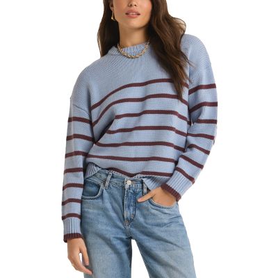 Z Supply Wms Boyfriend Stripe Sweater