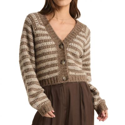 Z Supply Wms Este Metallic Stripe Cardigan