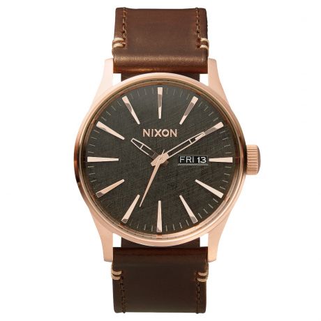 Nixon Sentry Leather - Rose Gold/Gunmetal/Brown